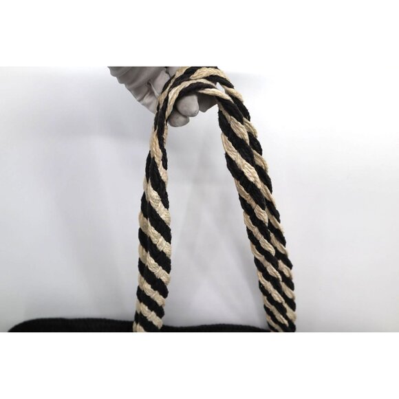 Rachel Zoe For Box Of Style Black & Beige Woven Straw Tote Bag With Braided Hand - Picture 7 of 9